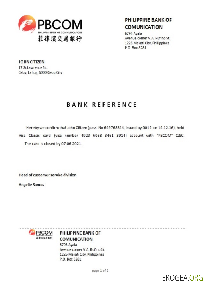 Référence Philippines , PBCOM , closure